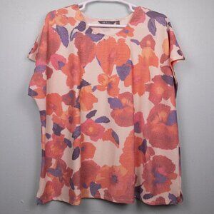 Ulla Popken ribbed watercolor floral shirt-24/26